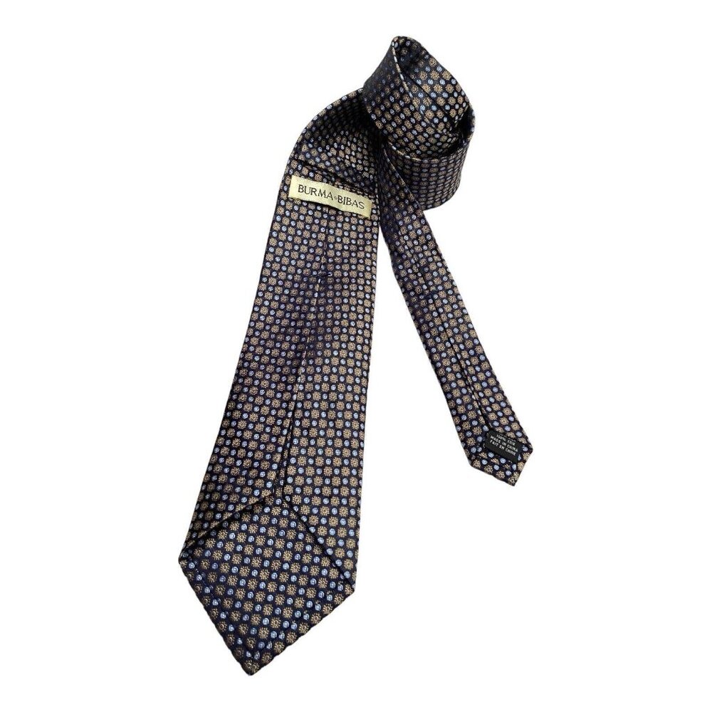 BURMA BIBAS 7Fold Blue Floral Luxury Designer Silk Tie W: 3" EX COND